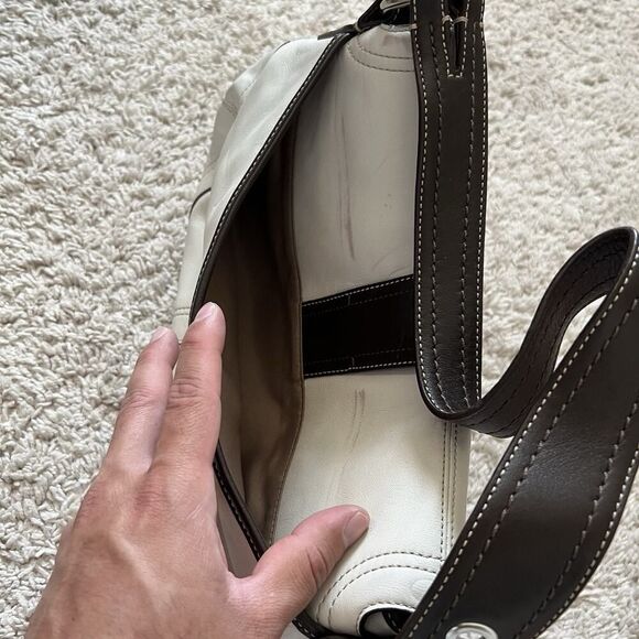 Coach Vintage Soho Y2K Leather Buckle Flap Shoulder Bag WHT/BWN F10910 & Wallet - Picture 6 of 15